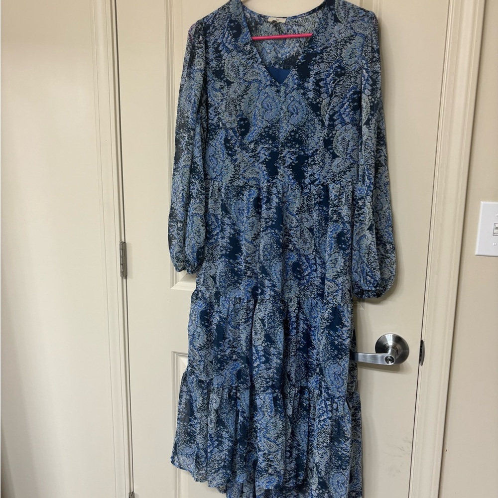 Joie Blue Long Sleeve Sundress with Bishop Sleeves